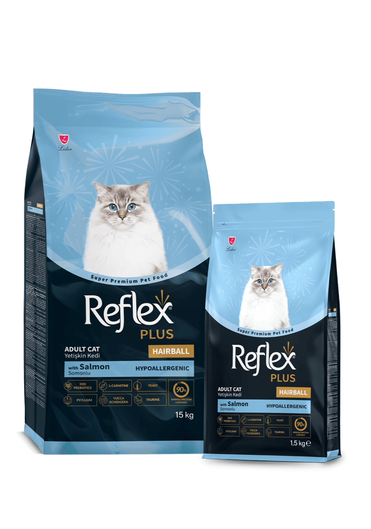 Reflex Plus Hairball Salmon сухий корм для котів, які живуть у приміщені та виведення шерсті з лососем