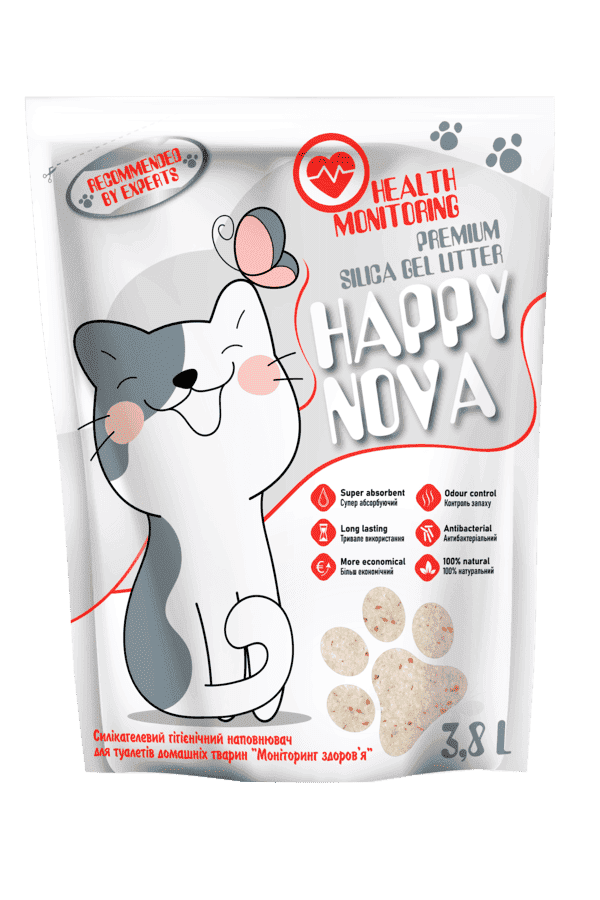 ТМ “Happy Nova” силікагелевий гігієнічний наповнювач для туалетів “Моніторинг здоров’я”