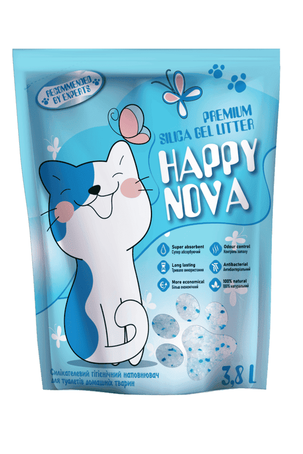 ТМ “Happy Nova” силікагелевий гігієнічний наповнювач для туалетів домашніх тварин