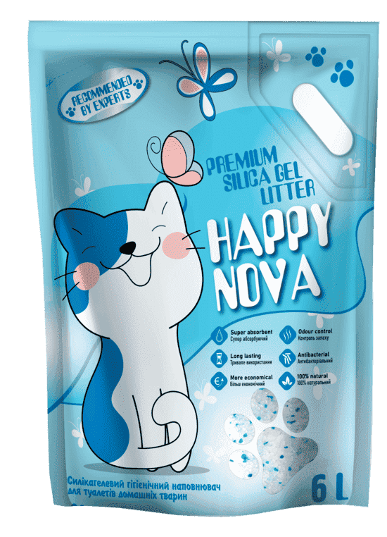 ТМ “Happy Nova” силікагелевий гігієнічний наповнювач для туалетів домашніх тварин