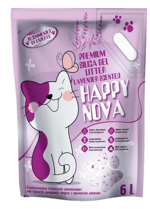ТМ “Happy Nova” силікагелевий гігієнічний наповнювач для туалетів домашніх тварин з ароматом лаванди
