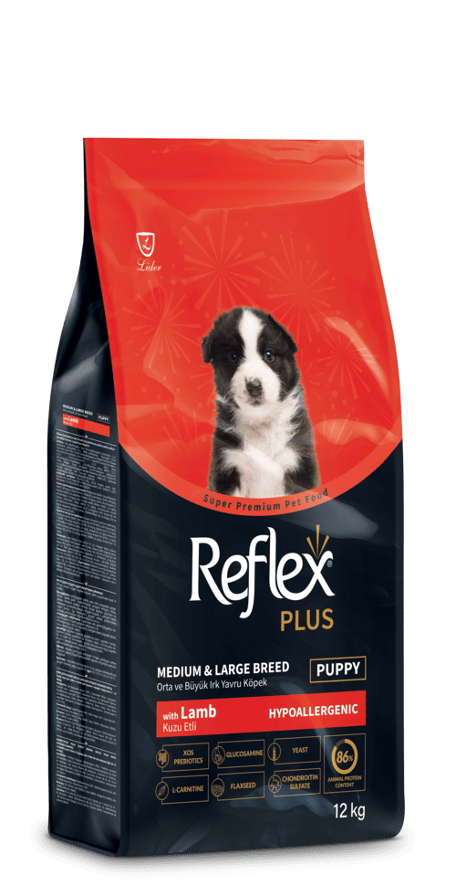 Reflex Plus Повноцінний сухий корм для цуценят середніх та великих порід від 2 до 24 місяців з ягням